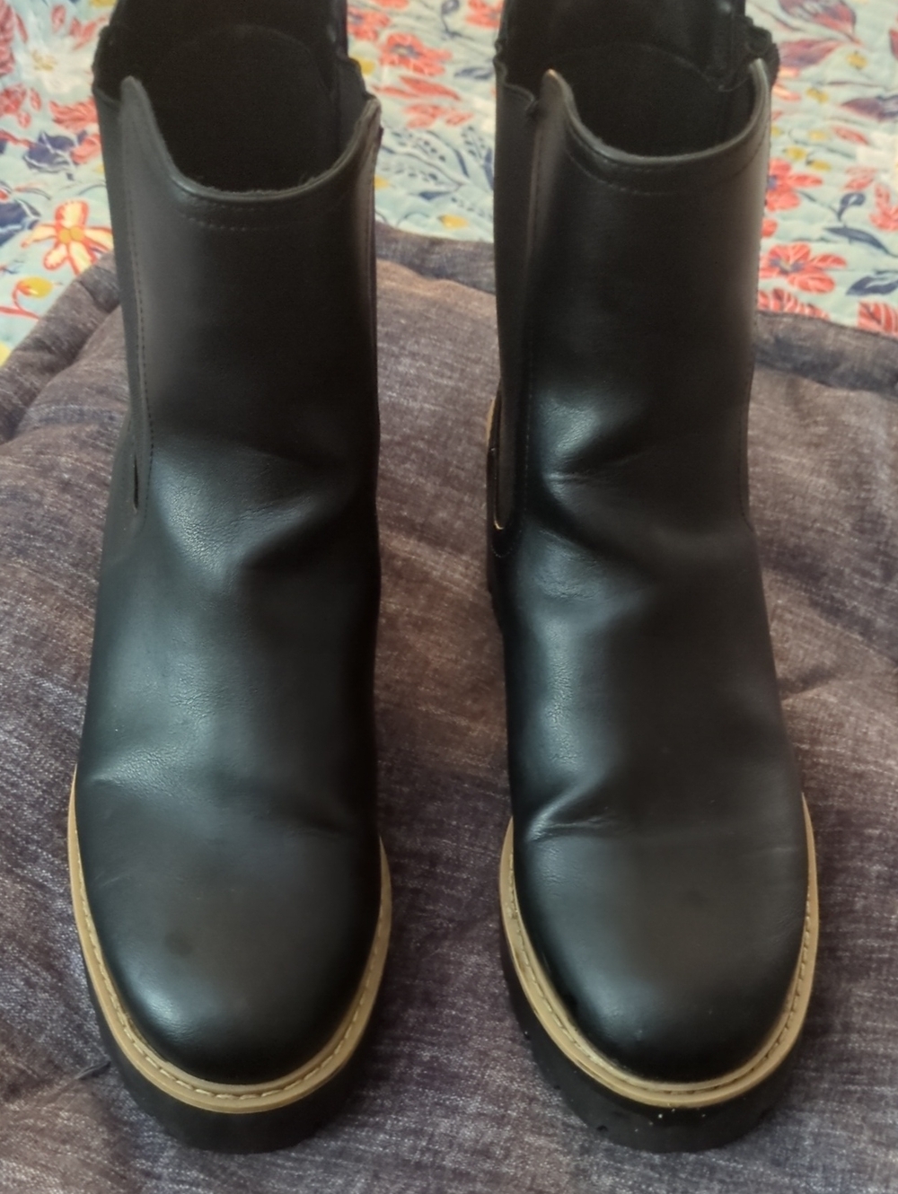 Dolce Vita Black Ankle Booties with Tan Welt